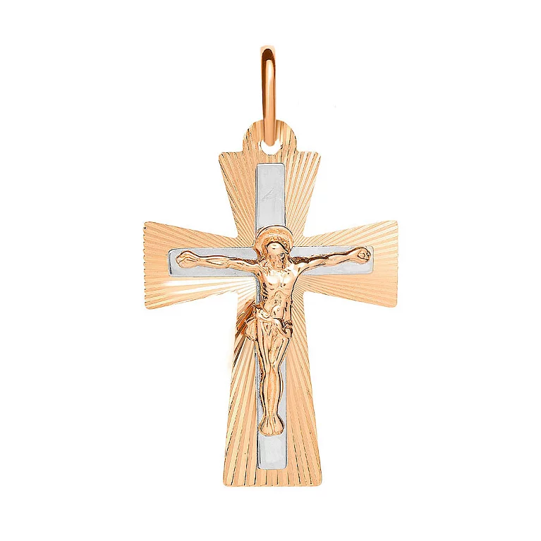Золотий православний хрестик з розп'яттям і алмазною гранню. Артикул 521043н: ціна, відгуки, фото – купити в інтернет-магазині AURUM