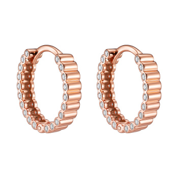Серьги-кольца из красного золота с дорожкой фианитов - 2170998