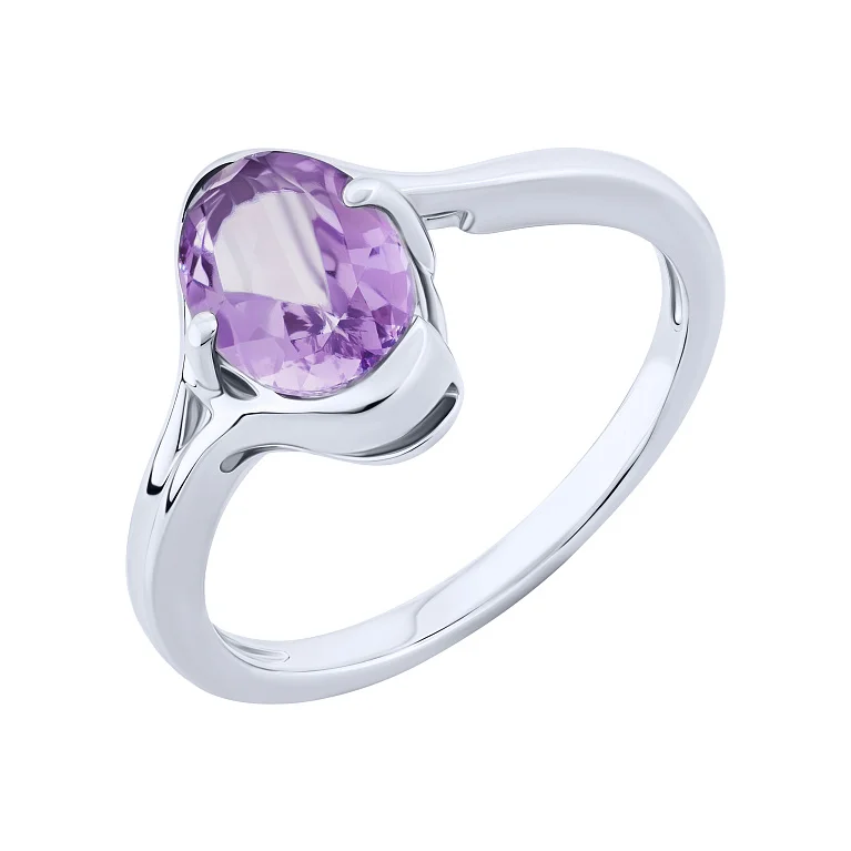 Срібна каблучка з аметистом в стилі мінімалізм - 2162629