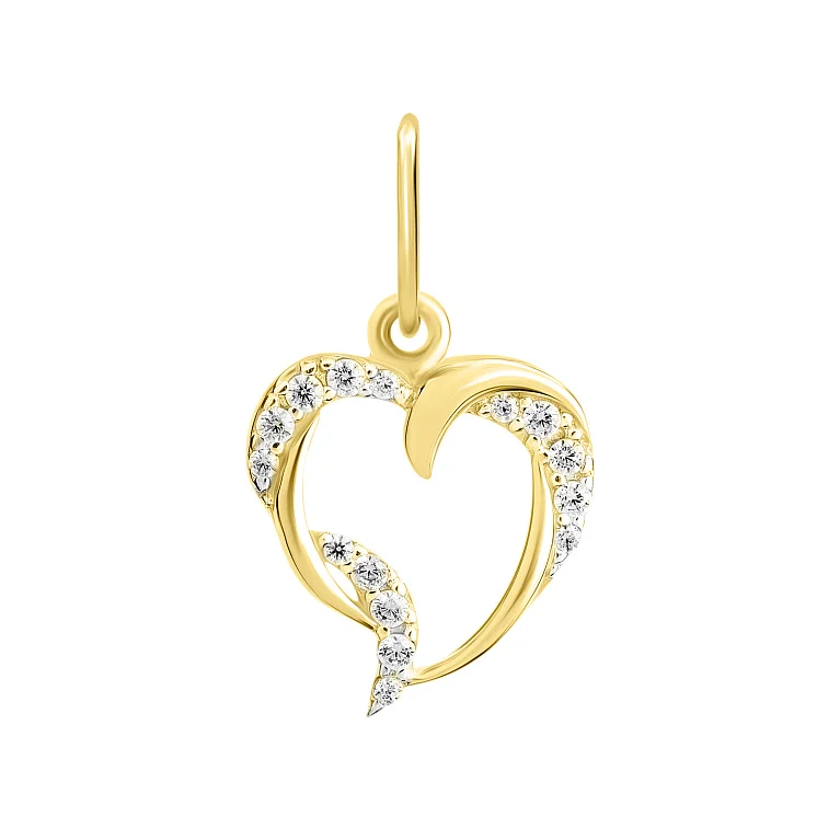 Підвіс із жовтого золота "Серце" з фіанітами - 2139575