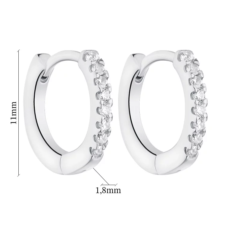 Срібні сережки-кільця з фіанітами. Артикул 7502/3244/10: ціна, відгуки, фото – купити в інтернет-магазині AURUM