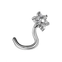 Срібний пірсинг у ніс із фіанітом "Квітка" - 967437