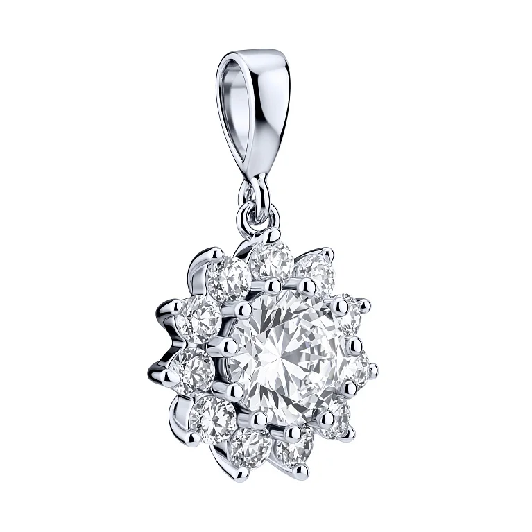 Подвес из серебра "Цветок" с фианитами  - 2206272