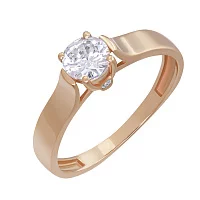 Кольцо для помолвки из красного золота с цирконием. Артикул 113141: цена, отзывы, фото – купить в интернет-магазине AURUM