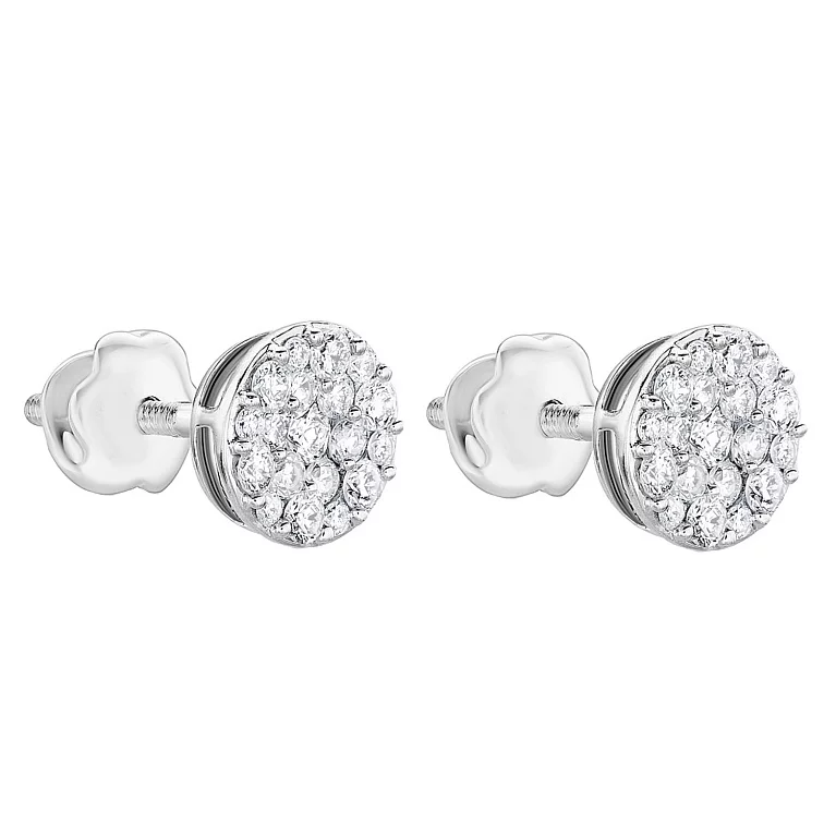 Золоті сережки-гвоздики з діамантами. Артикул С341307030б: ціна, відгуки, фото – купити в інтернет-магазині AURUM