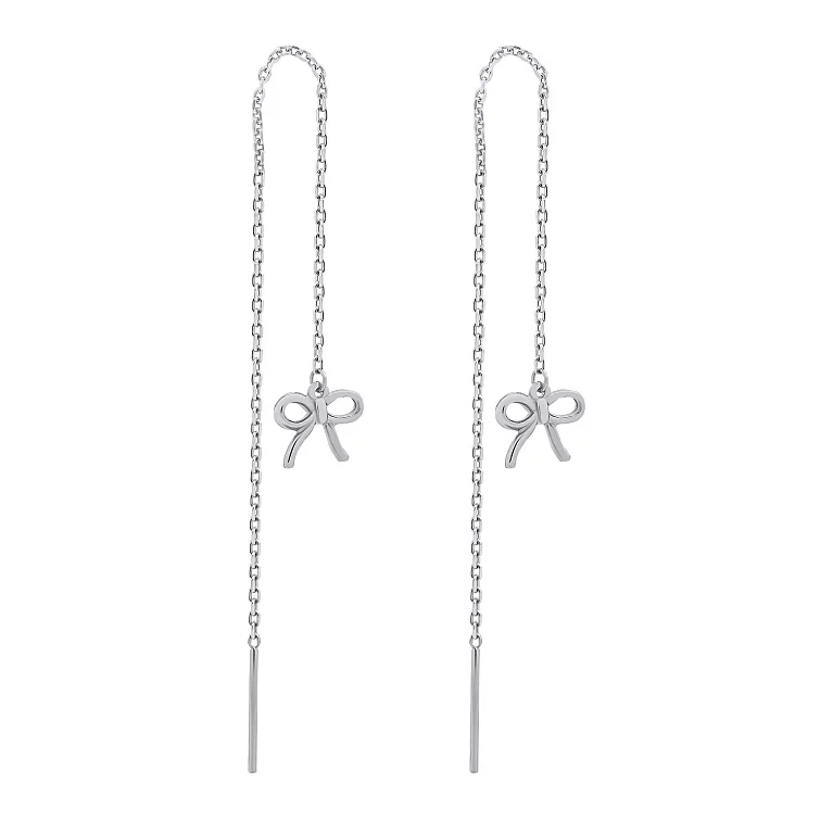 Сережки-протяжки Бантики зі срібла. Артикул 7502/261819: ціна, відгуки, фото – купити в інтернет-магазині AURUM