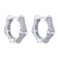 Сережки-кільця з фіанітами фігурні срібні - 2095481