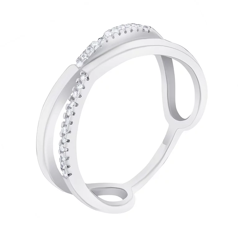 Двойное кольцо из серебра с дорожкой фианитов. Артикул 7501/6199: цена, отзывы, фото – купить в интернет-магазине AURUM
