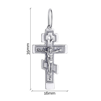 Нательный серебряный крестик с чернением - 1581315