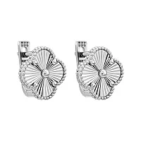 Елегантні сережки "Конюшина" у білому золоті - 1974417