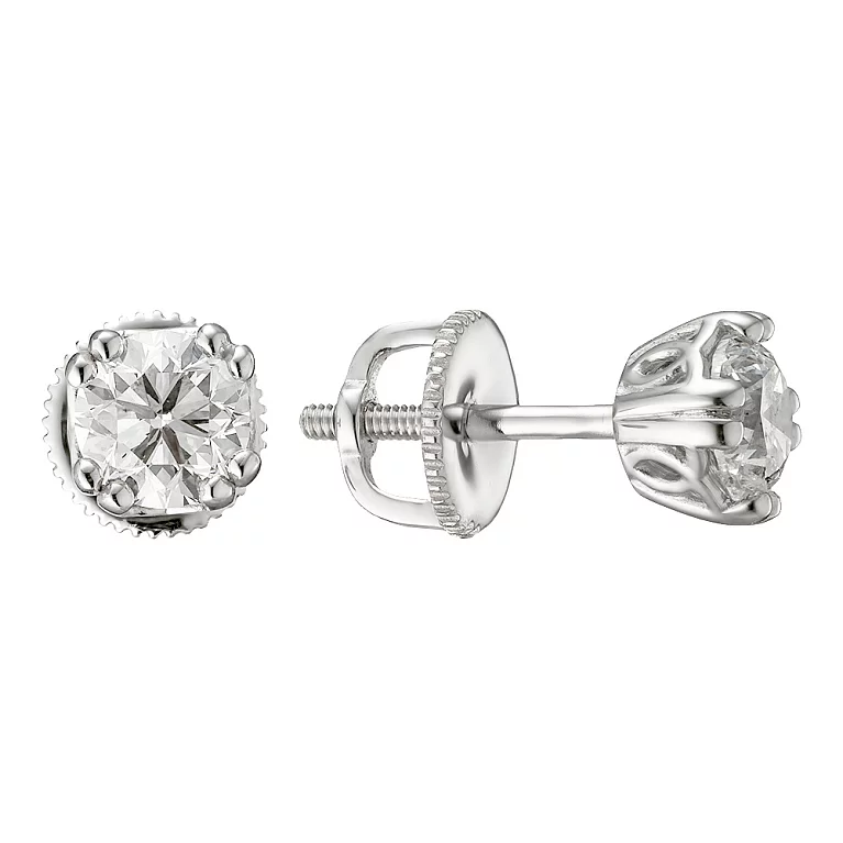 Золоті сережки-гвоздики з діамантом. Артикул 2108616202: ціна, відгуки, фото – купити в інтернет-магазині AURUM
