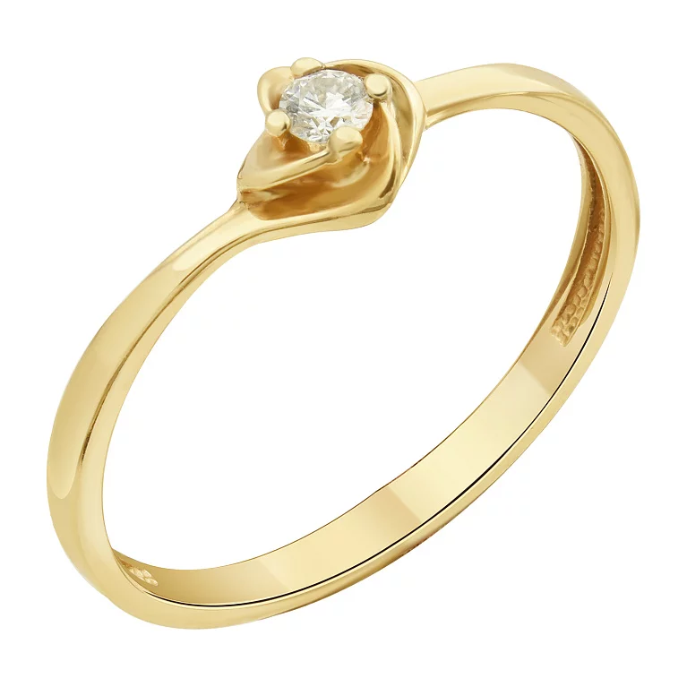 Помолвочное золотое кольцо с бриллиантом. Артикул 52623/01/0/8011: цена, отзывы, фото – купить в интернет-магазине AURUM