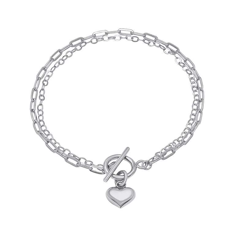 Браслет "Серце" зі срібла якірне плетіння. Артикул 7509/2137801: ціна, відгуки, фото – купити в інтернет-магазині AURUM