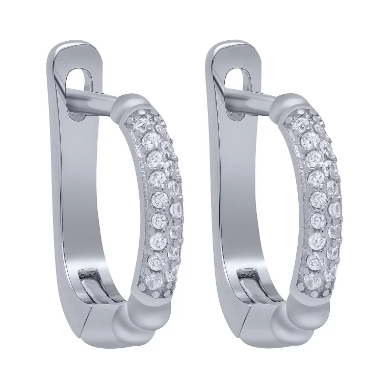 Срібні сережки з фіанітами. Артикул 7502/FE14840: ціна, відгуки, фото – купити в інтернет-магазині AURUM