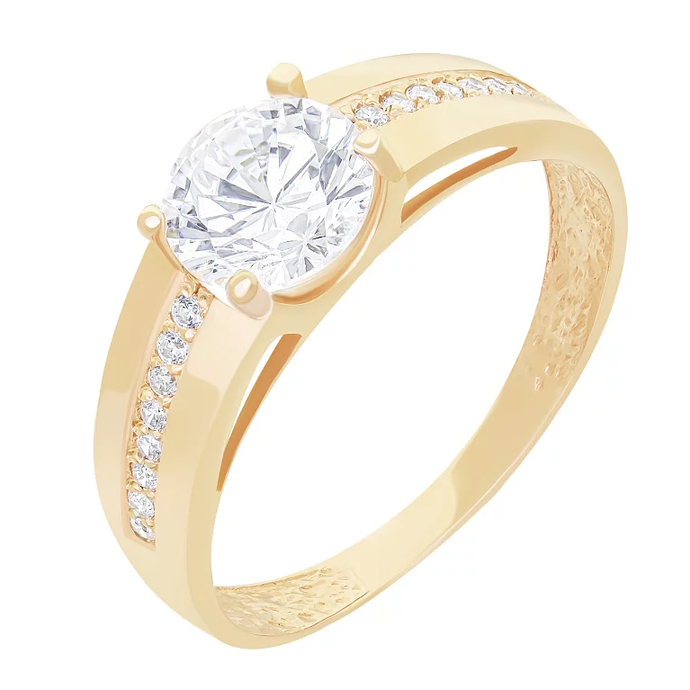 Золотое кольцо для помолвки с фианитами. Артикул 111141_0: цена, отзывы, фото – купить в интернет-магазине AURUM
