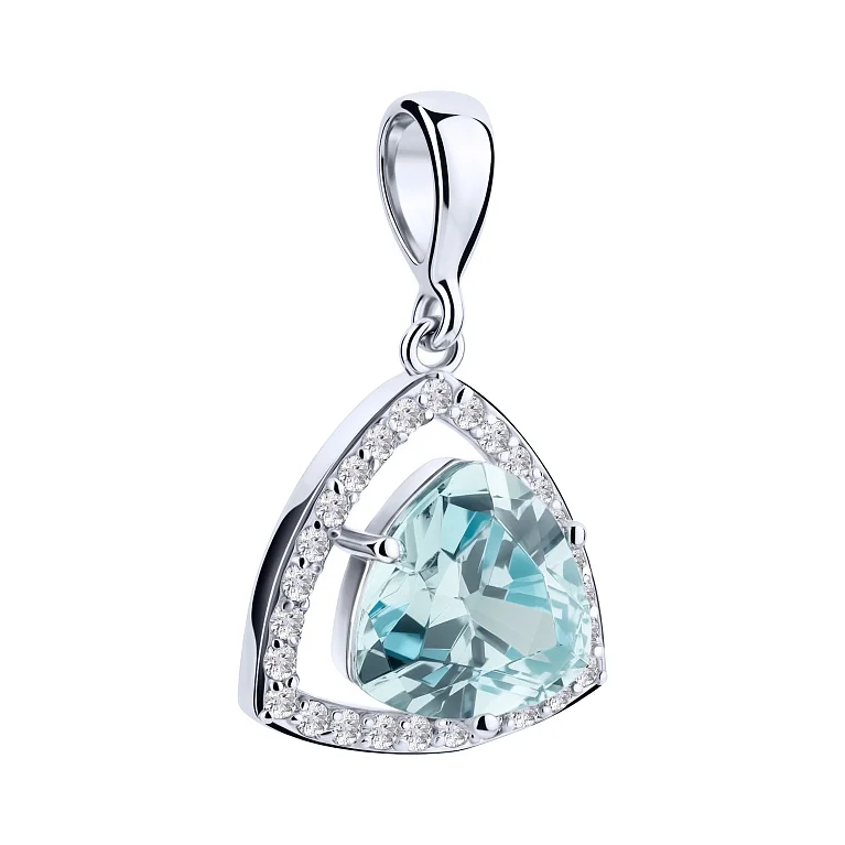 Срібний підвіс "Трикутник" з фіанітами  - 2206334