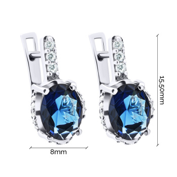 Серьги из серебра с сапфирами и фианитами - 1524801