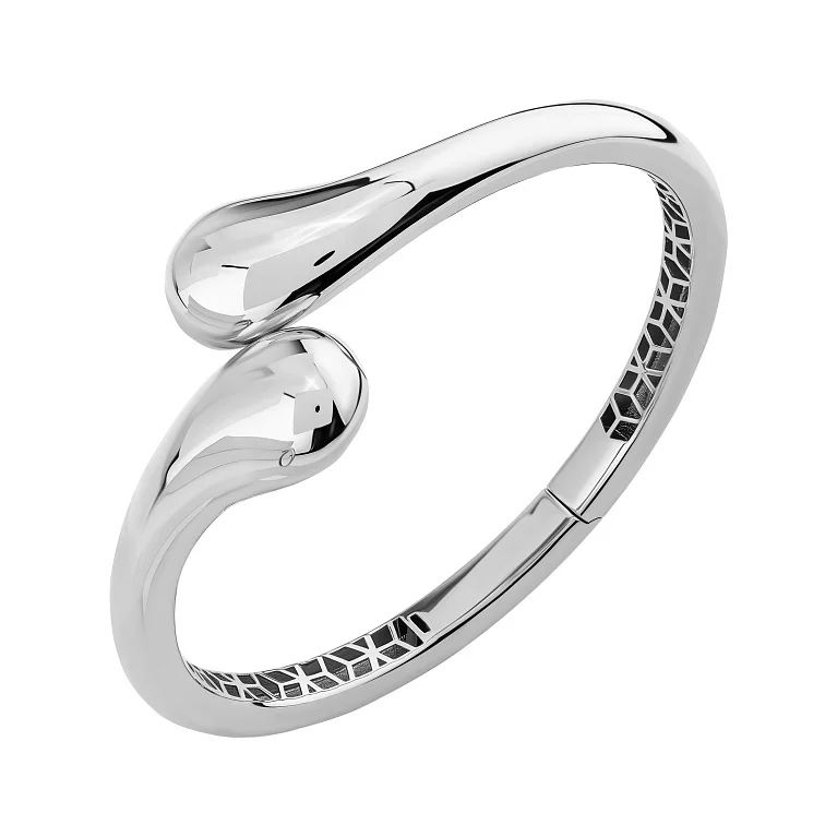 Жорсткий незамкнений браслет "Крапля" із білого золота - 2100132