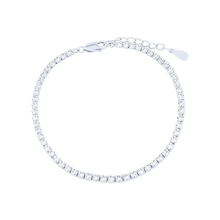 Серебряный теннисный браслет с фианитами - 2132457