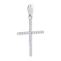 Декоративний хрестик у білому золоті з фіанітами - 2100130