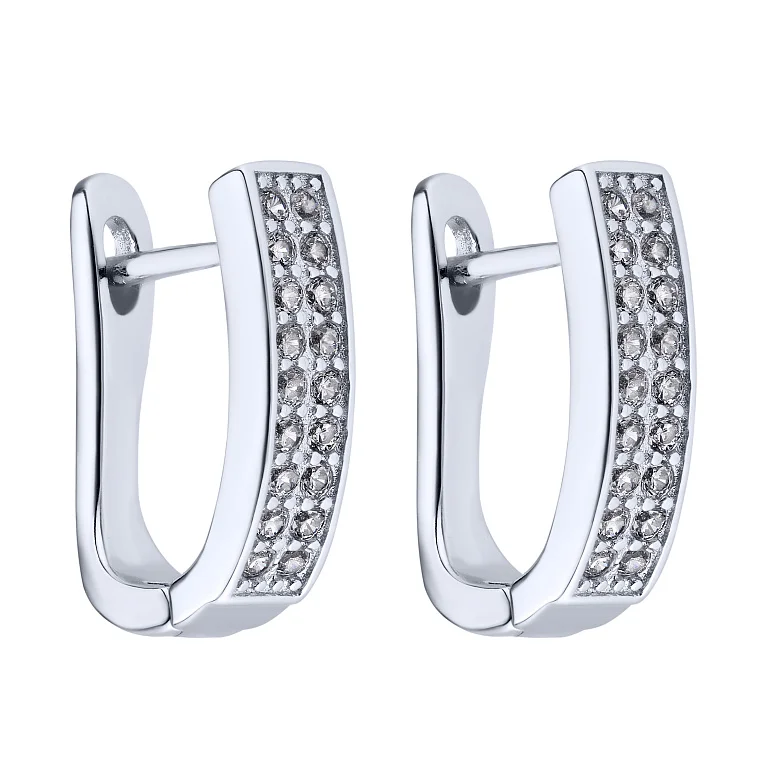 Серьги серебряные с дорожкой из фианитов - 2056841