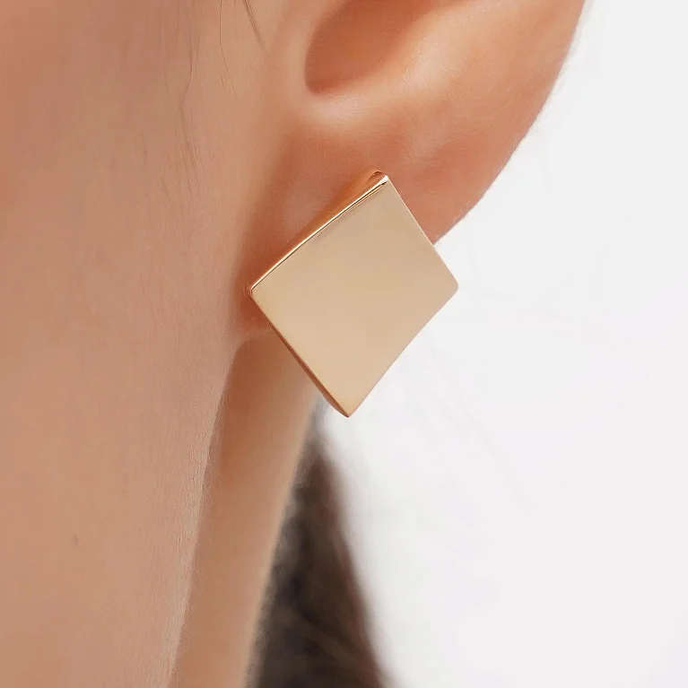 Серьги "Квадрат" из красного золота - 1640875