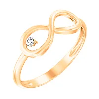Кольцо "Бесконечность" из красного золота с фианитом - 967688