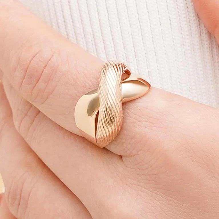 Широка каблучка з червоного золота - 1737226