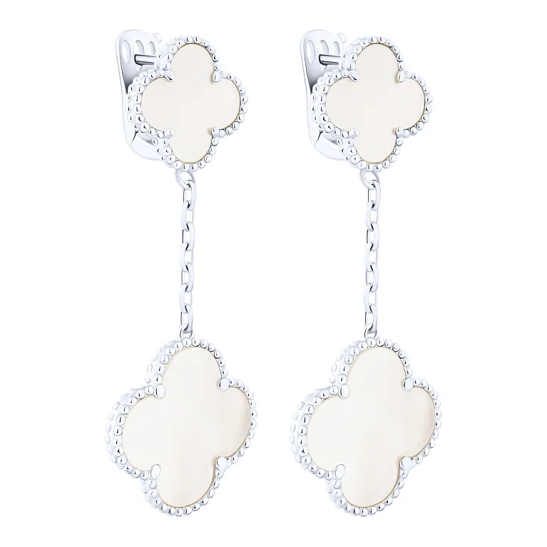 Серебряные серьги "Клевер" с подвесом - 2183624
