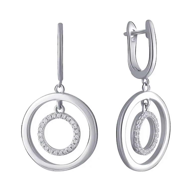 Сережки серебряные с фианитами круги. Артикул 7502/2067764: цена, отзывы, фото – купить в интернет-магазине AURUM