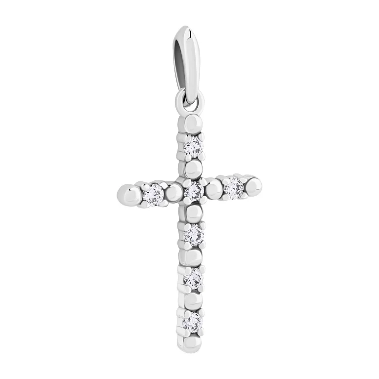 Декоративний хрестик із білого золота з діамантами - 2115936