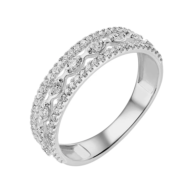 Каблучка з білого золота з діамантами - 2142383