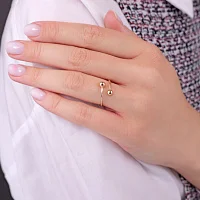 Каблучка  незамкнена "Кульки" у червоному золоті - 1976730