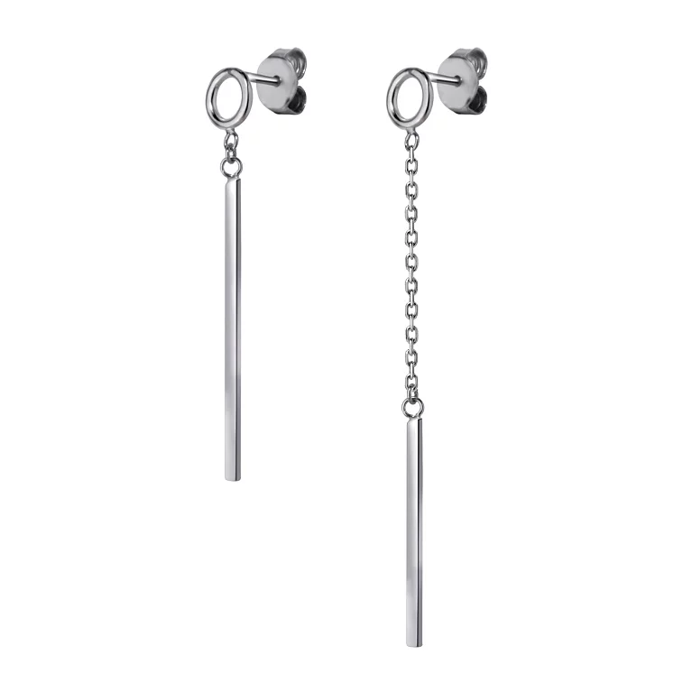 Сережки-гвоздики срібні з підвісками. Артикул 7518/С2/1004: ціна, відгуки, фото – купити в інтернет-магазині AURUM