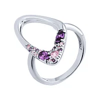 Фігурна каблучка в сріблі з фіанітами - 2104396