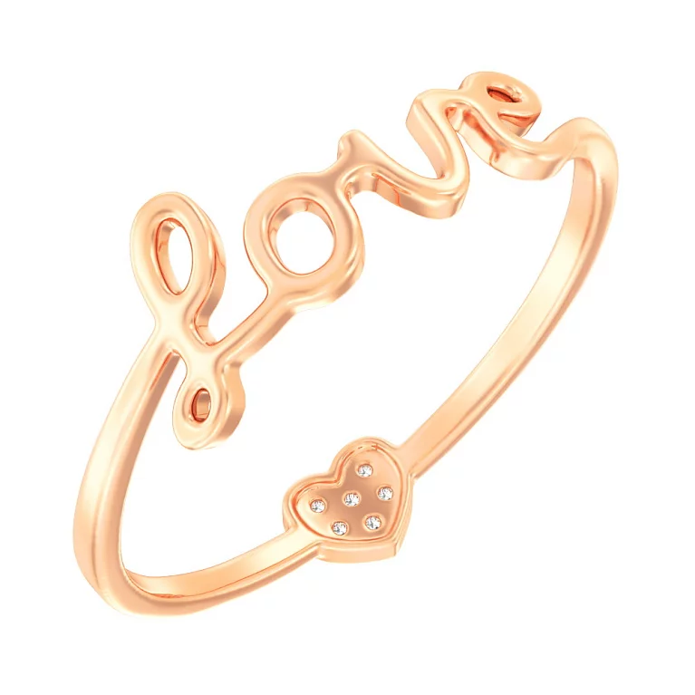 Золотое кольцо Сердечко с фианитами. Артикул 140795: цена, отзывы, фото – купить в интернет-магазине AURUM