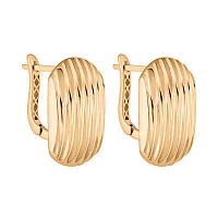 Широкие ребристые серьги в красном золоте - 2162942