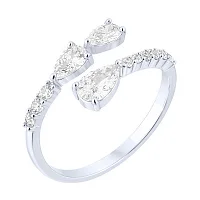 Незамкнутое кольцо из серебра с фианитами - 2170947