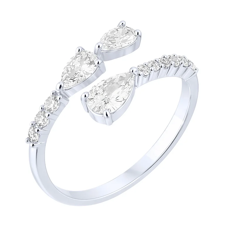 Незамкнутое кольцо из серебра с фианитами - 2170947