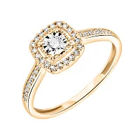 Екстравагантна каблучка "Квадрат" із червоного золота з діамантами - 1879157