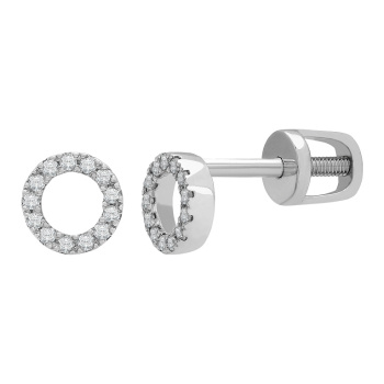 Сережки-гвоздики из белого золота с бриллиантами - 963311