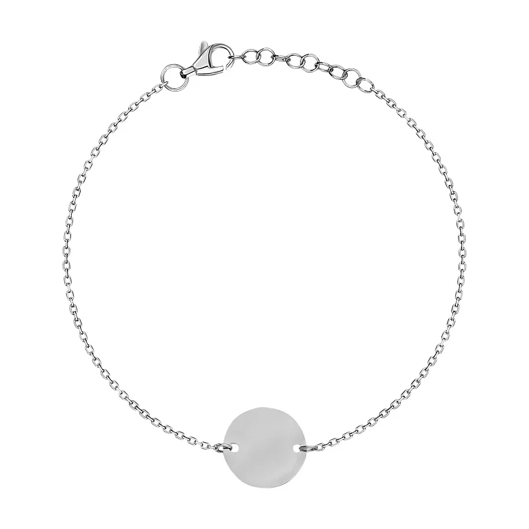 Браслет из белого золота "Монета" плетение якорь - 2167171