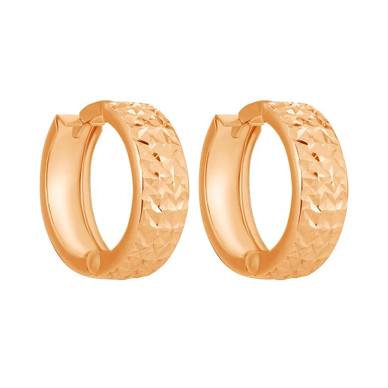 Золотые серьги-кольца с алмазной гранью. Артикул 101977/15: цена, отзывы, фото – купить в интернет-магазине AURUM