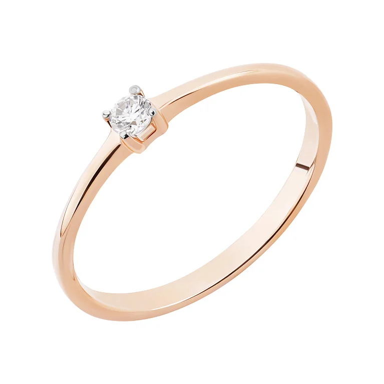 Кольцо из красного золота с бриллиантом - 2135720