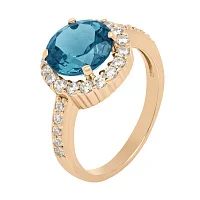 Кольцо из красного золота с топазом лондон и фианитами - 1614903