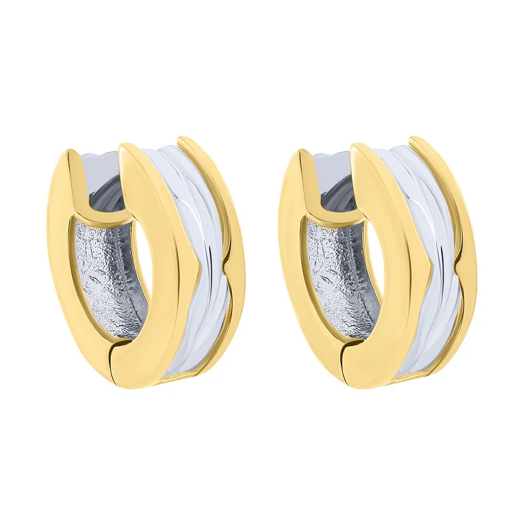 Серьги-кольца серебряные с желтым родированием - 1609349