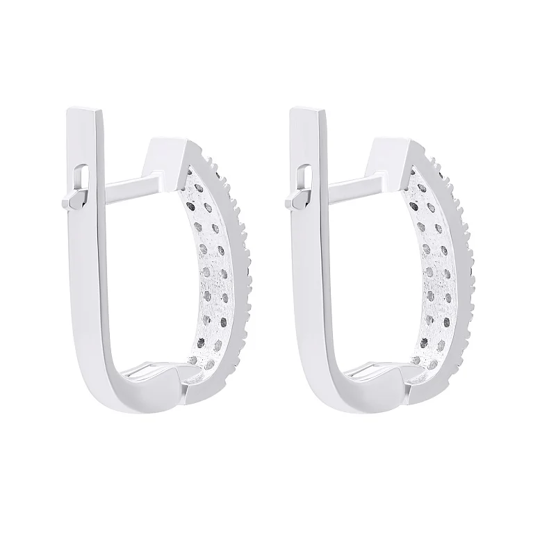 Серьги из серебра с дорожкой фианитов - 1546000