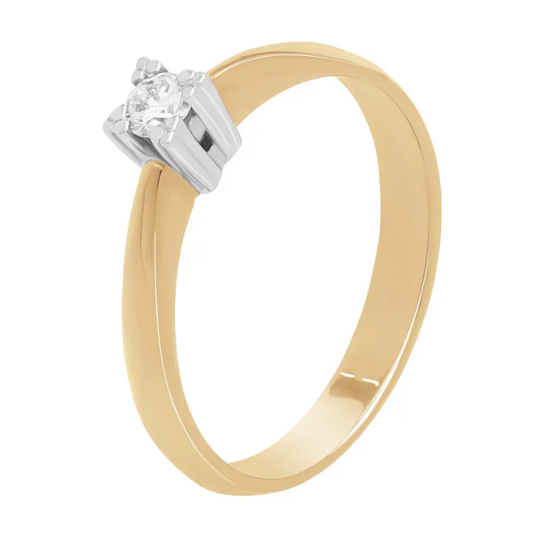 Кольцо помолвочное из комбинированного золота с бриллиантом. Артикул 50512/14/1/8010: цена, отзывы, фото – купить в интернет-магазине AURUM