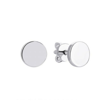 Серьги-гвоздики из серебра "Монета" - 970884