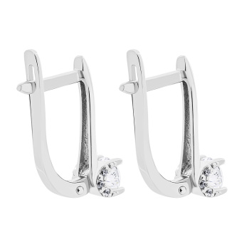 Серьги из белого золота с фианитами - 1577730